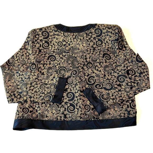 Papell Petites 100% Silk Jacket Women's Sz 8 Black/Gold Padded Retro Y2K VTG - Picture 2 of 9